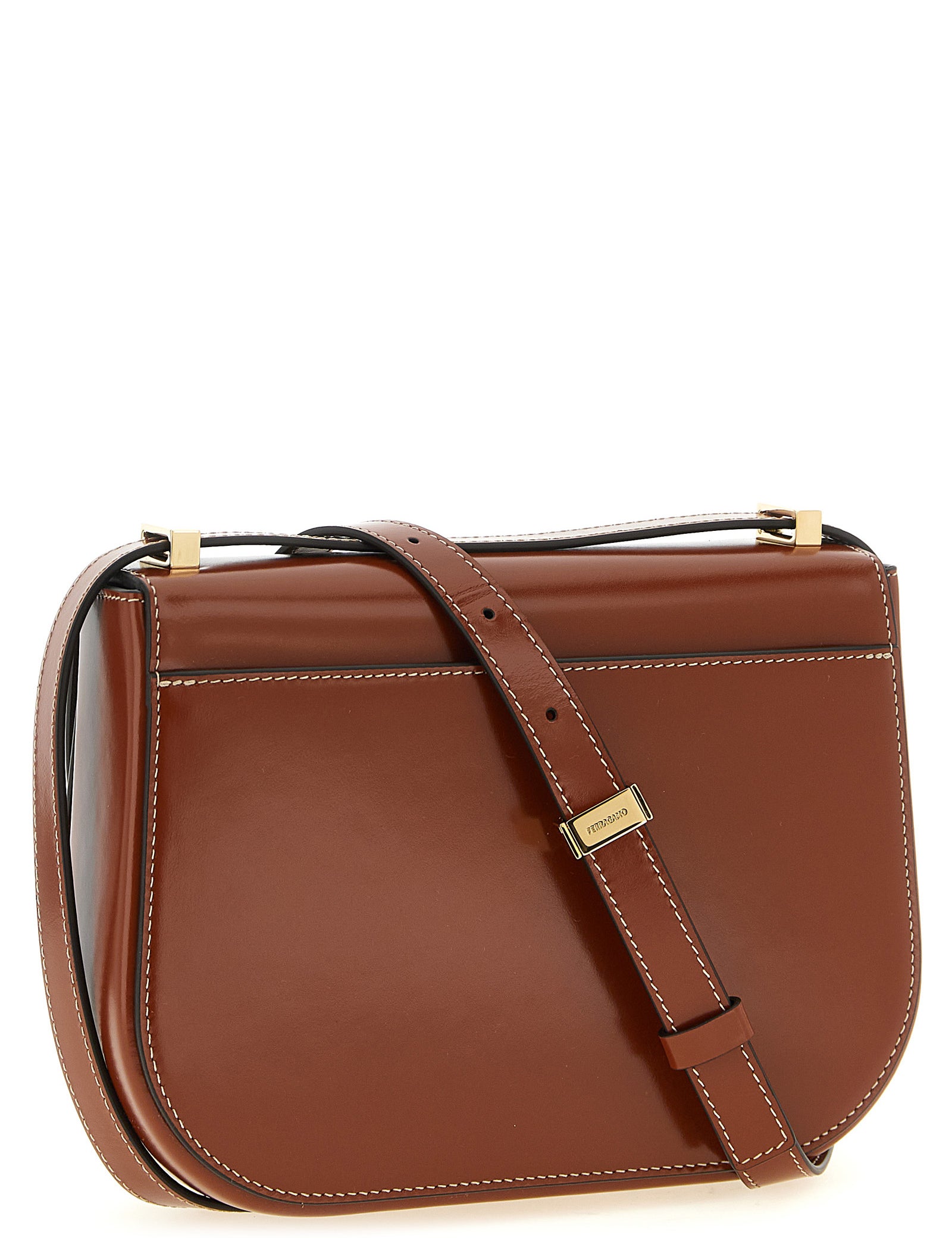 Ferragamo Brown Calfskin Crossbody Bag