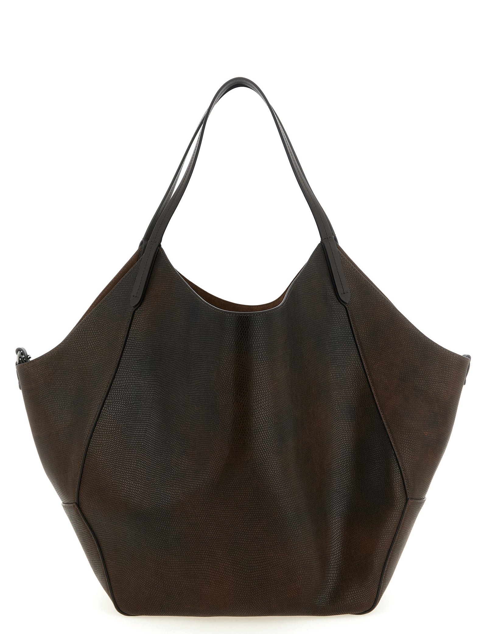 Brunello Cucinelli Dark Brown Calfskin Handbags