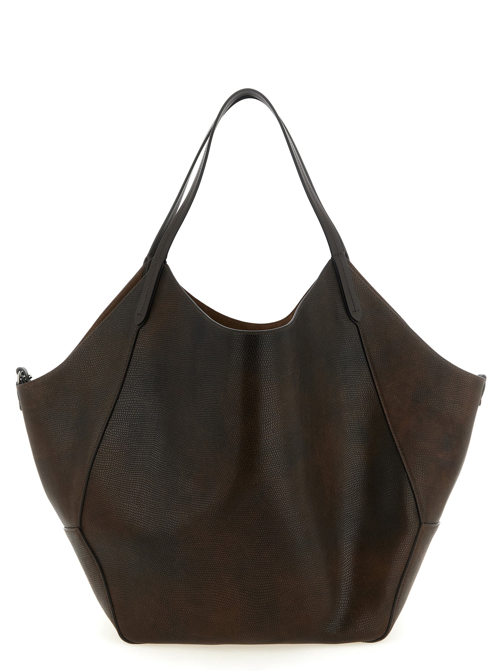 Brunello Cucinelli Dark Brown Calfskin Handbags
