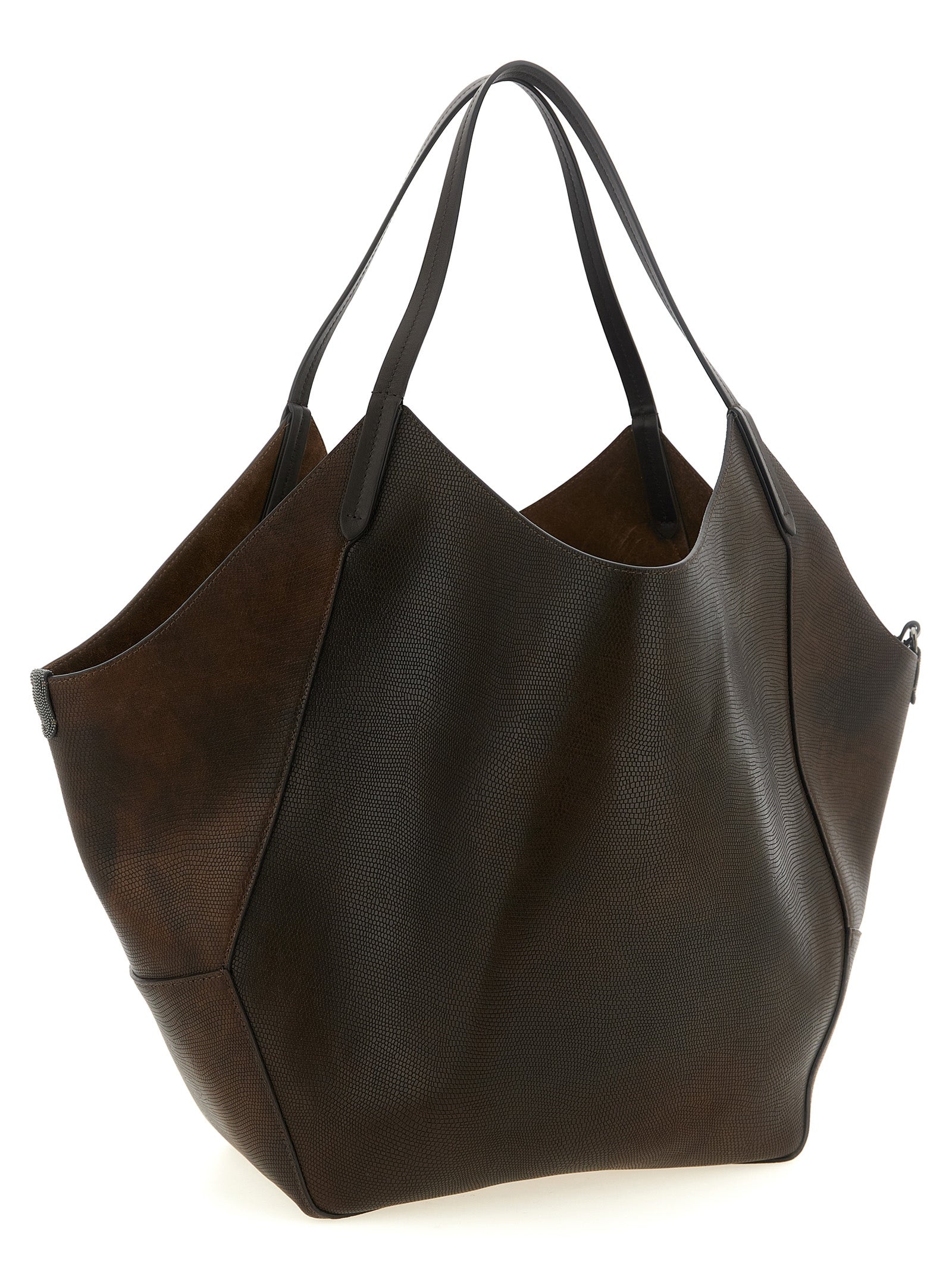 Brunello Cucinelli Dark Brown Calfskin Handbags