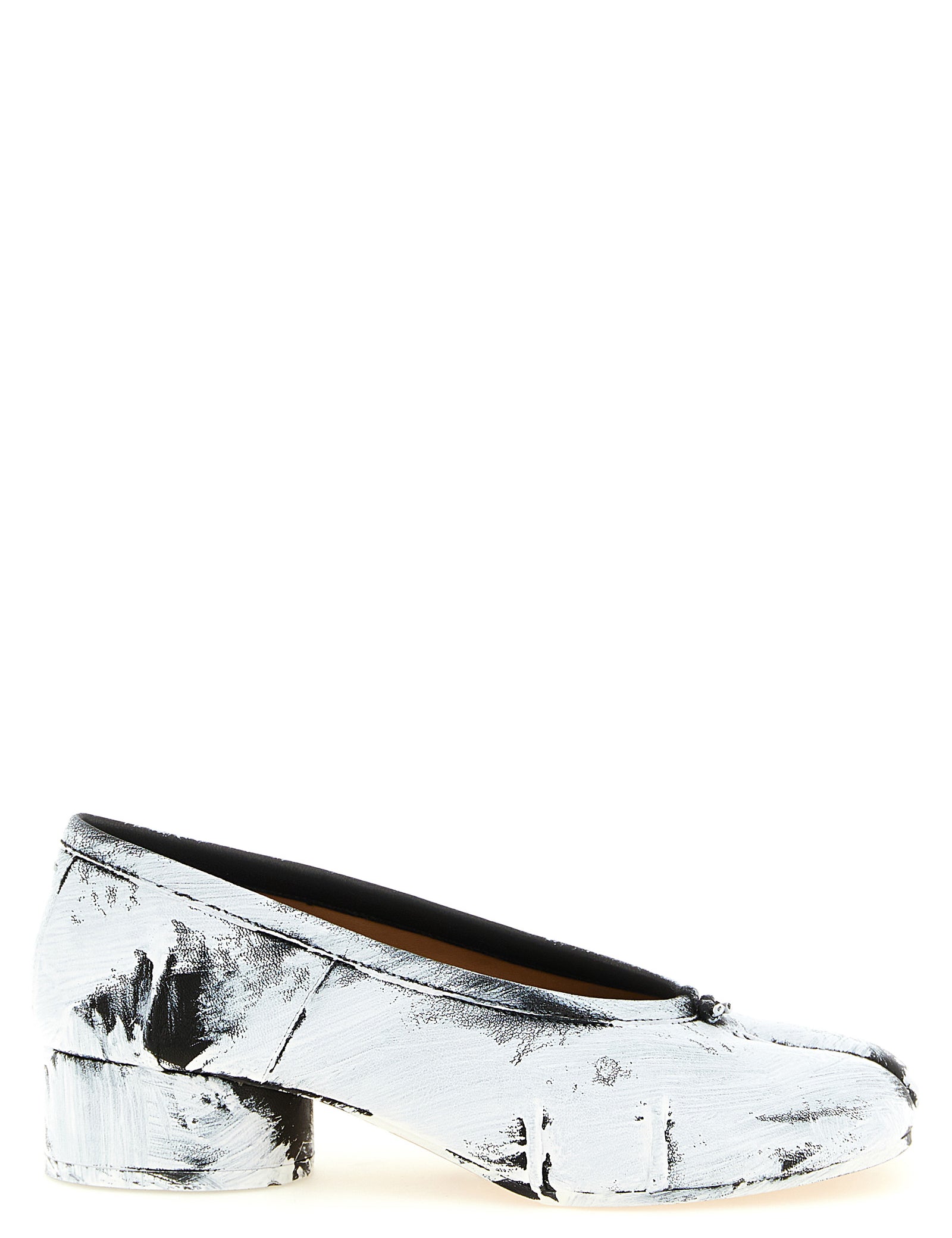 Black Lambskin Mid Heel Pumps