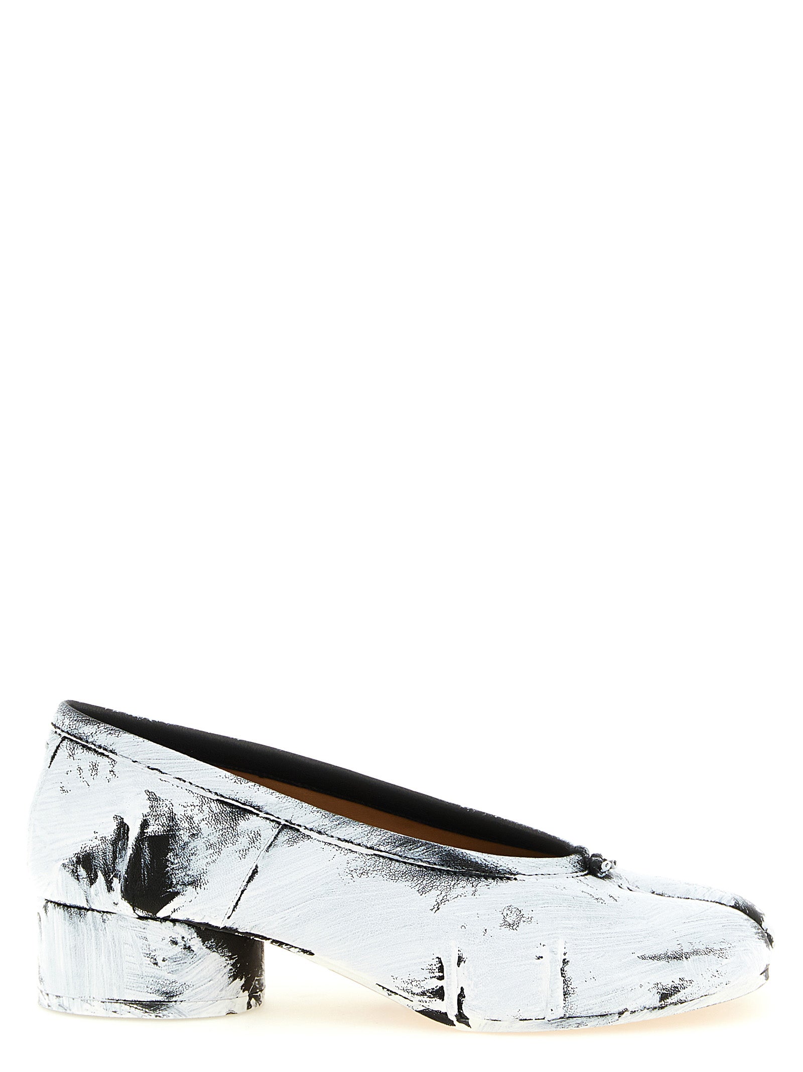 Maison Margiela White/Black Lambskin Mid Heel Pumps