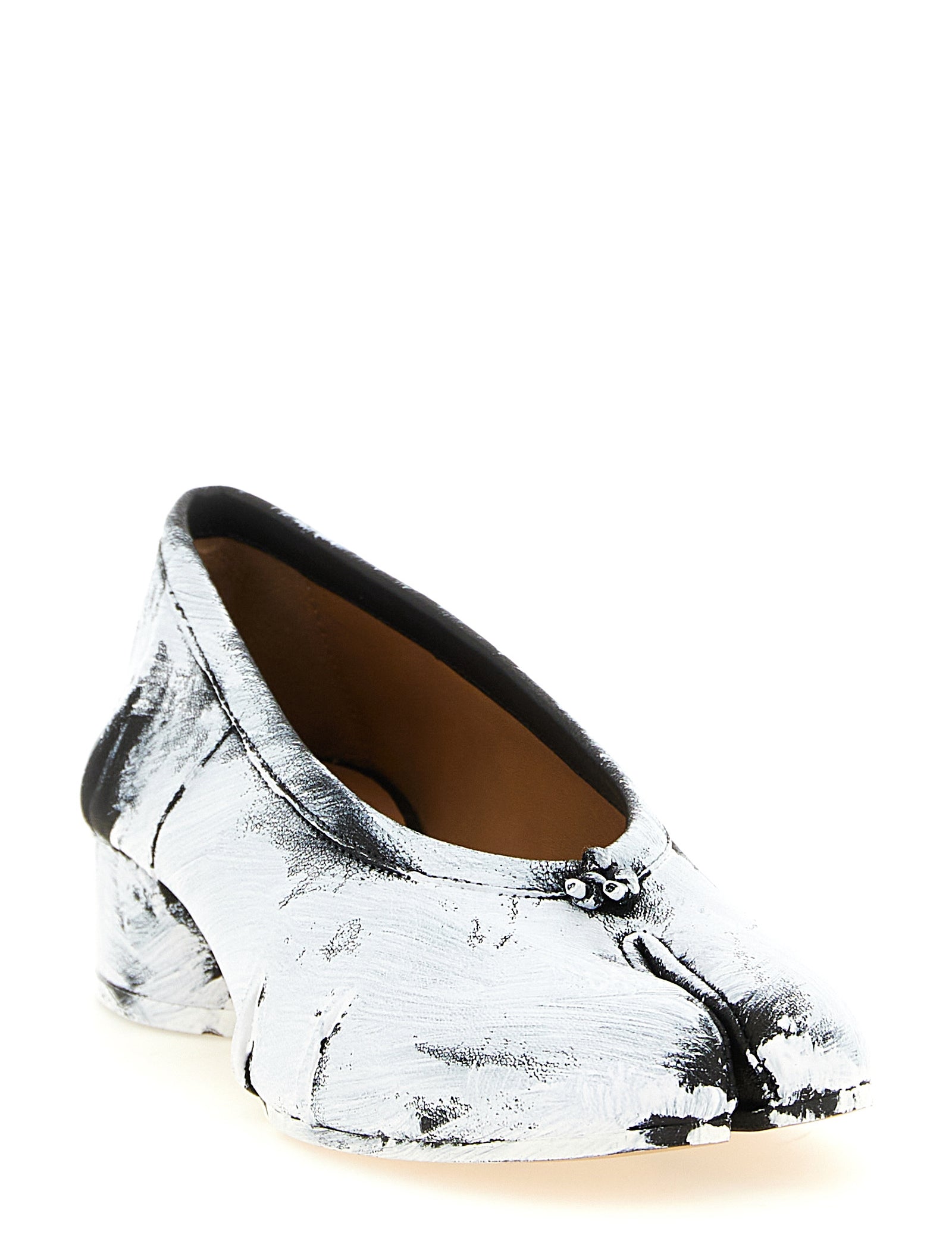 Black Lambskin Mid Heel Pumps
