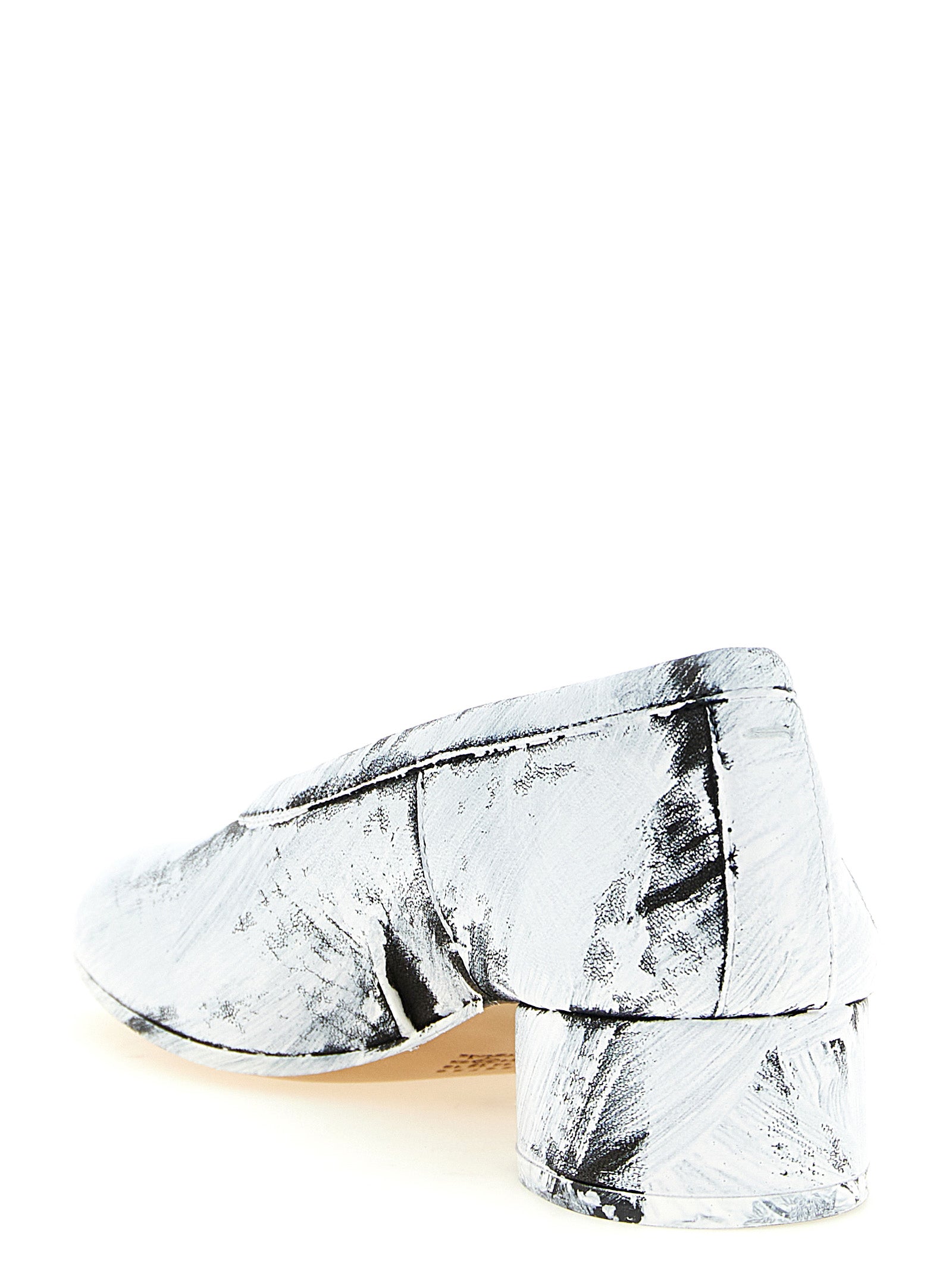 Maison Margiela White/Black Lambskin Mid Heel Pumps