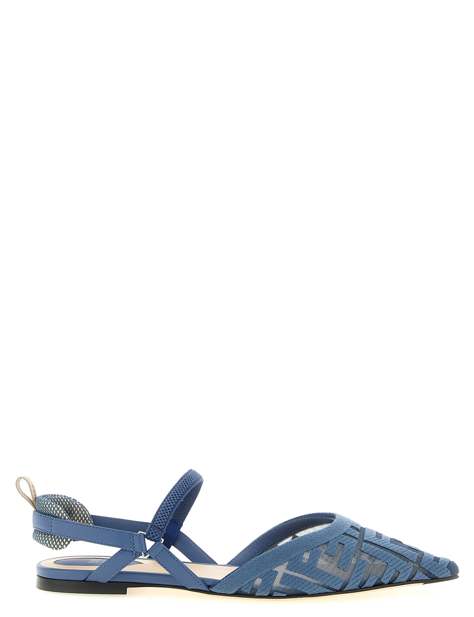 Fendi Light Blue Polyamide Flat Sandals