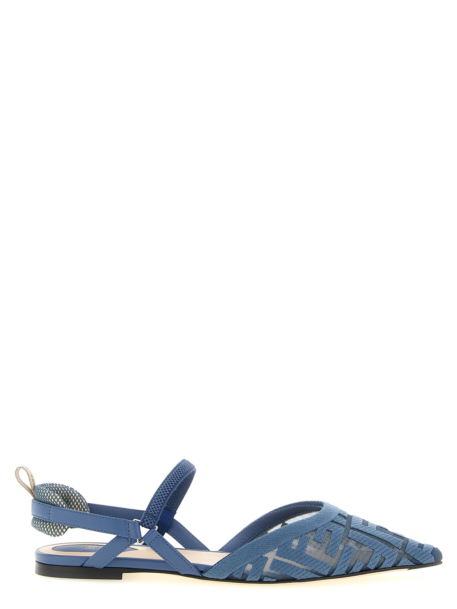 Fendi Light Blue Polyamide Flat Sandals