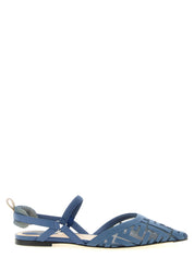 Fendi Light Blue Polyamide Flat Sandals