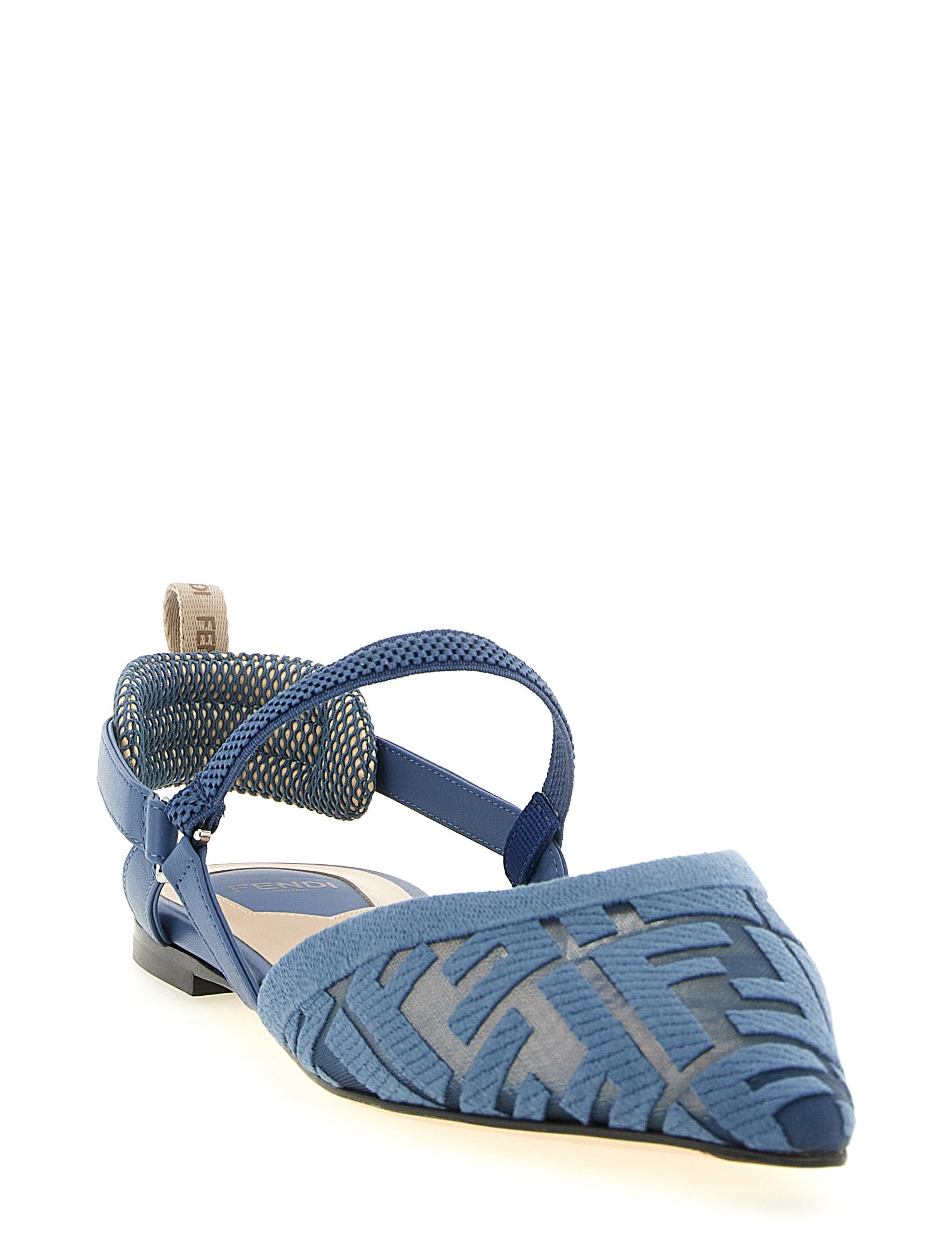 Fendi Light Blue Polyamide Flat Sandals