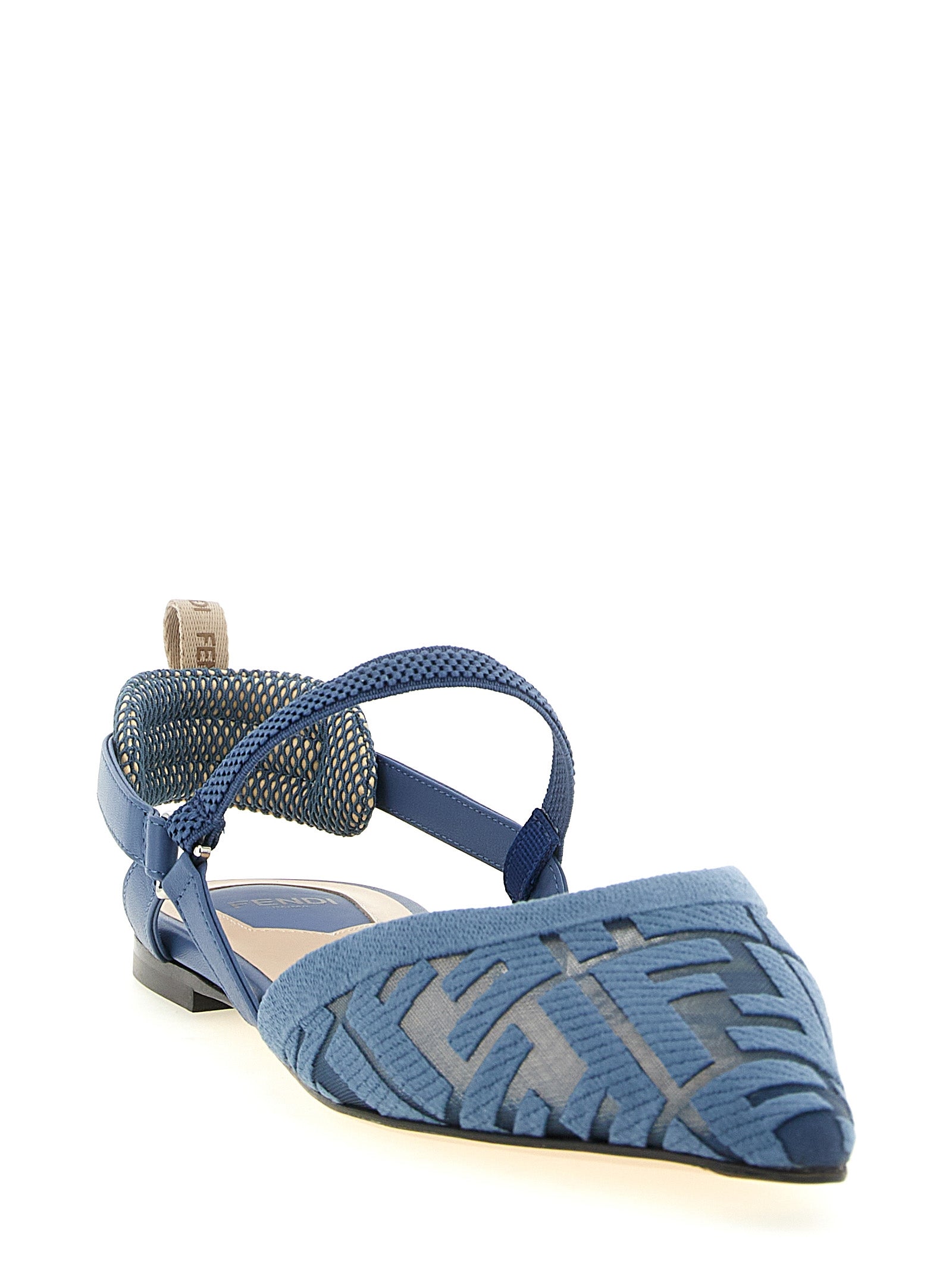 Fendi Light Blue Polyamide Flat Sandals