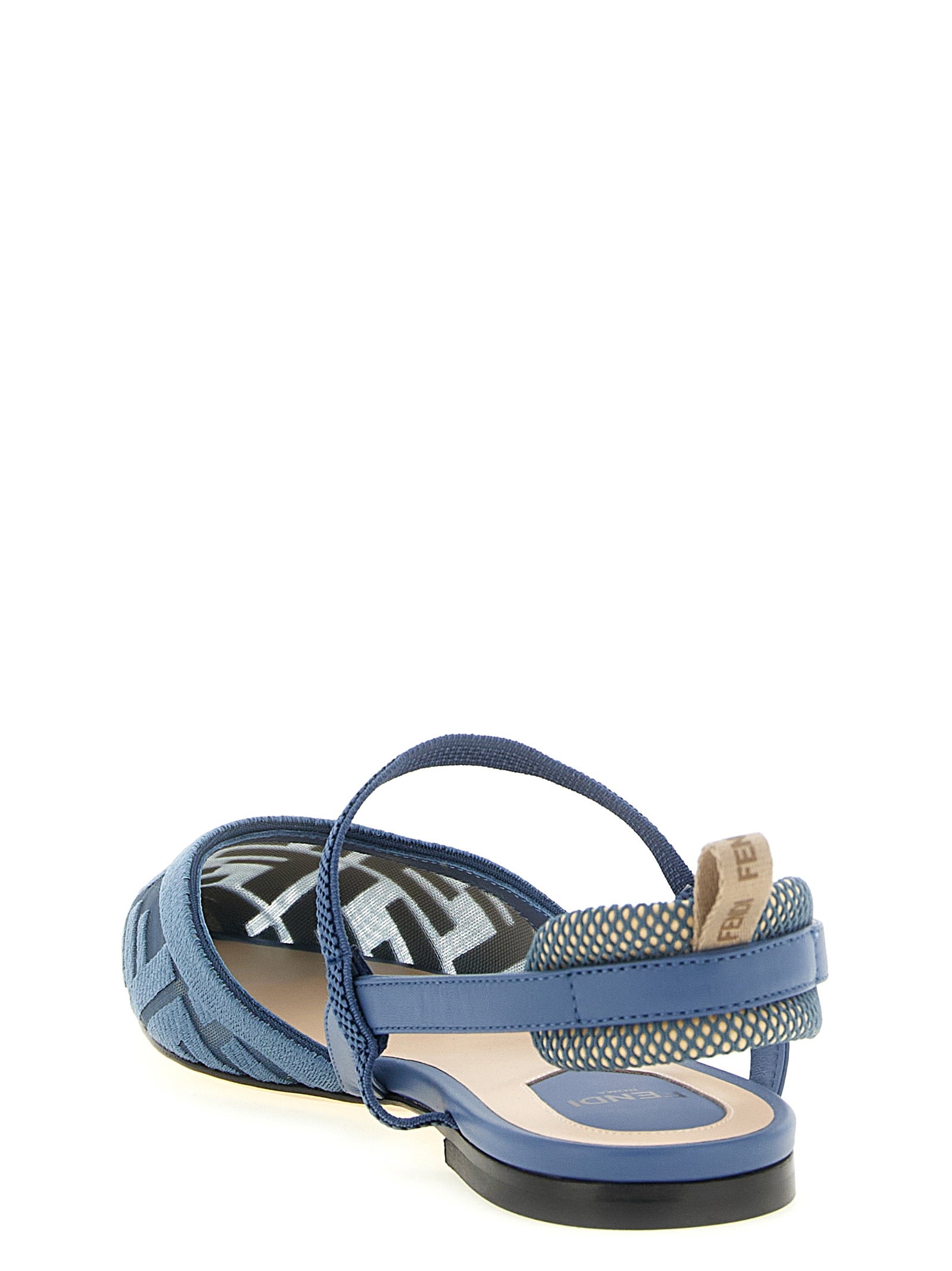Fendi Light Blue Polyamide Flat Sandals