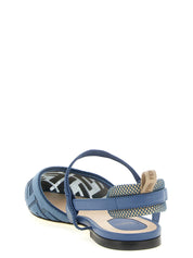 Fendi Light Blue Polyamide Flat Sandals