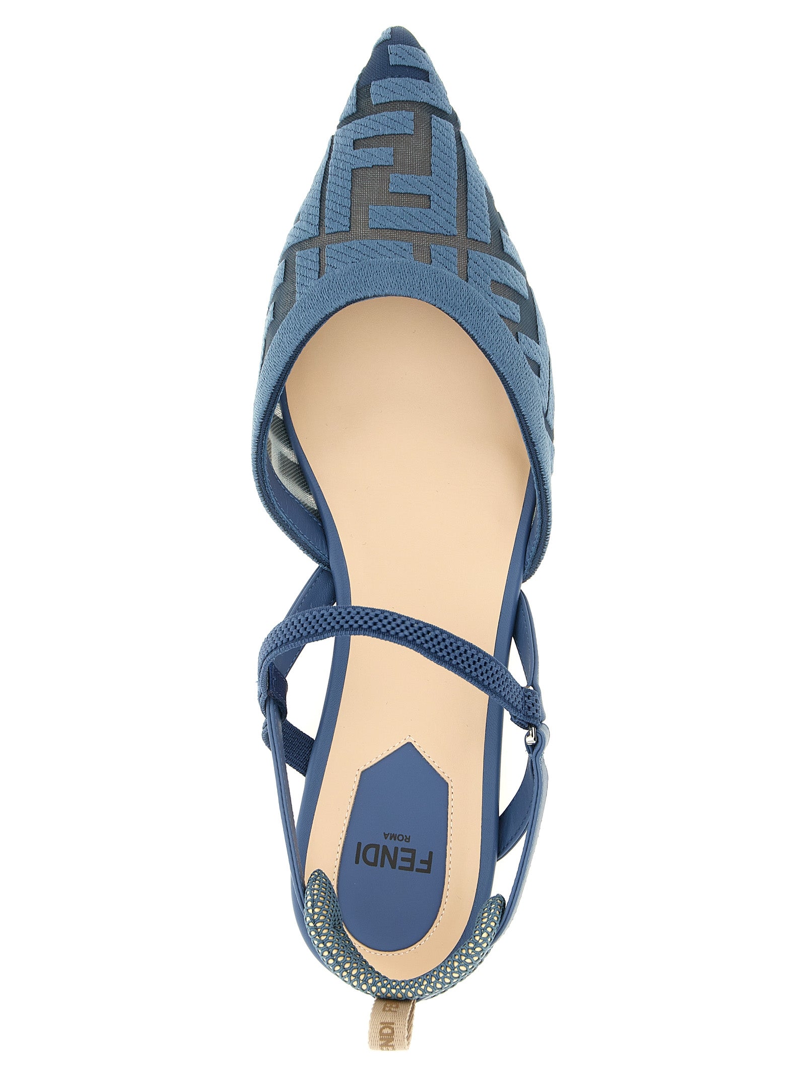 Fendi Light Blue Polyamide Flat Sandals