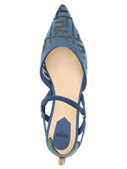 Fendi Light Blue Polyamide Flat Sandals