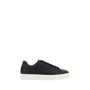 Versace Black Calf Leather Low Top Sneakers