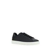 Versace Black Calf Leather Low Top Sneakers