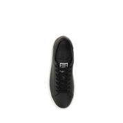 Versace Black Calf Leather Low Top Sneakers