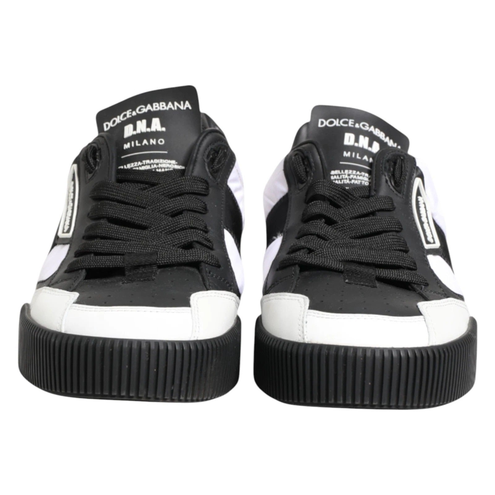 Dolce & Gabbana Black White Leather Sneakers