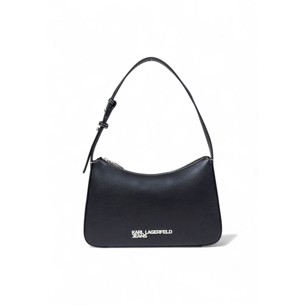 Karl Lagerfeld Black Faux Leather Shoulder Bag