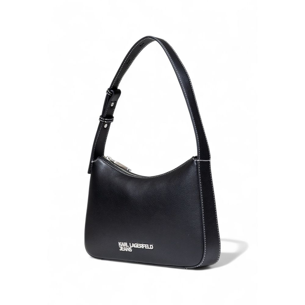 Karl Lagerfeld Black Faux Leather Shoulder Bag