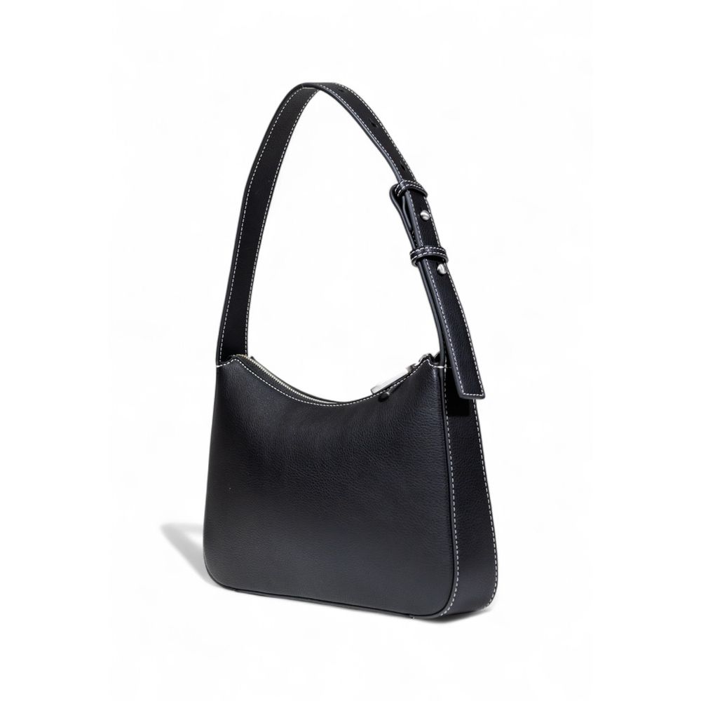 Karl Lagerfeld Black Faux Leather Shoulder Bag