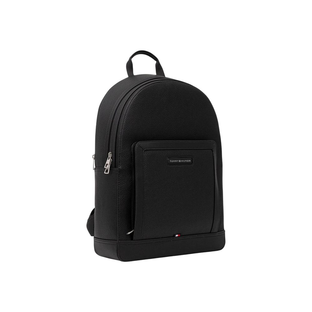 Tommy Hilfiger Black Polyurethane Backpacks