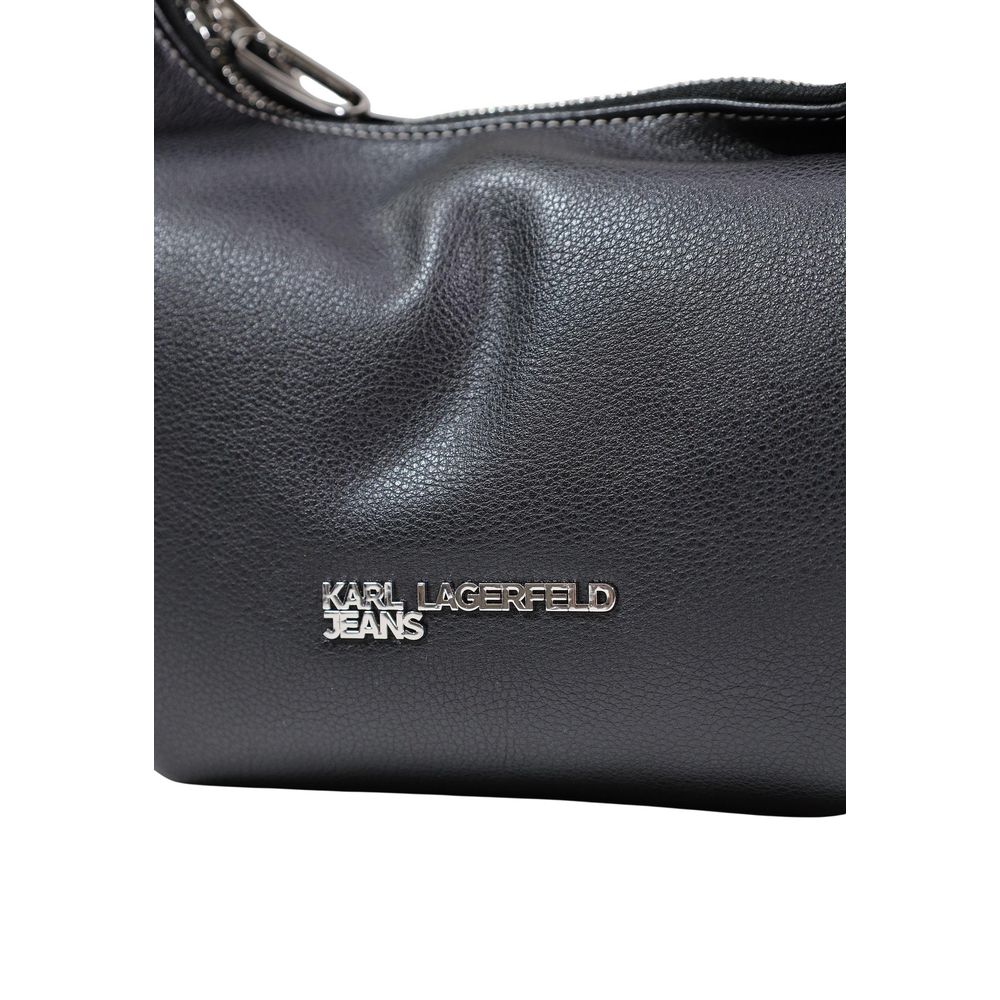 Karl Lagerfeld Black Polyurethane Hobo Bag
