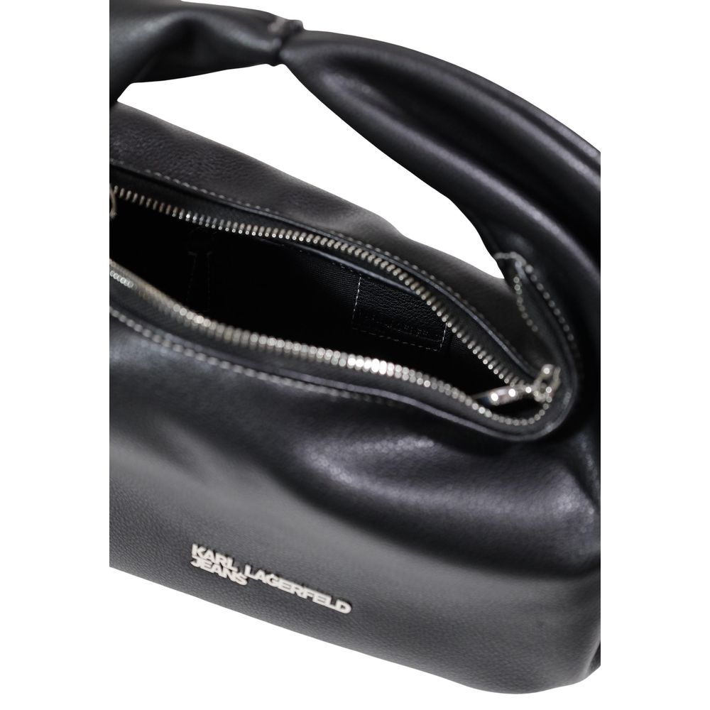 Karl Lagerfeld Black Polyurethane Hobo Bag
