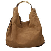 Moschino Brown Suede Shoulder Bag