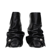 The Attico Black Leather Ankle Boots