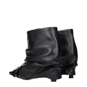 The Attico Black Leather Ankle Boots