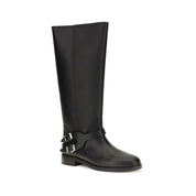 PINKO Black Calf Leather Flat Boots