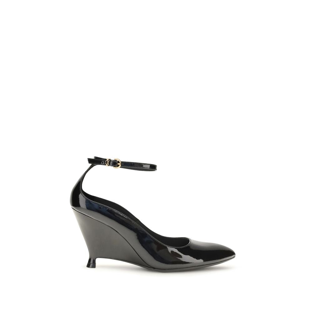 PINKO Black Calf Leather Platform Pumps