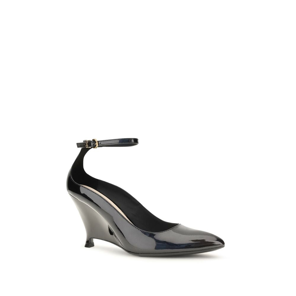 PINKO Black Calf Leather Platform Pumps