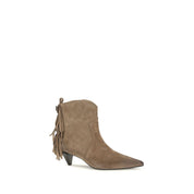 PINKO Beige Calf Leather Ankle Boots