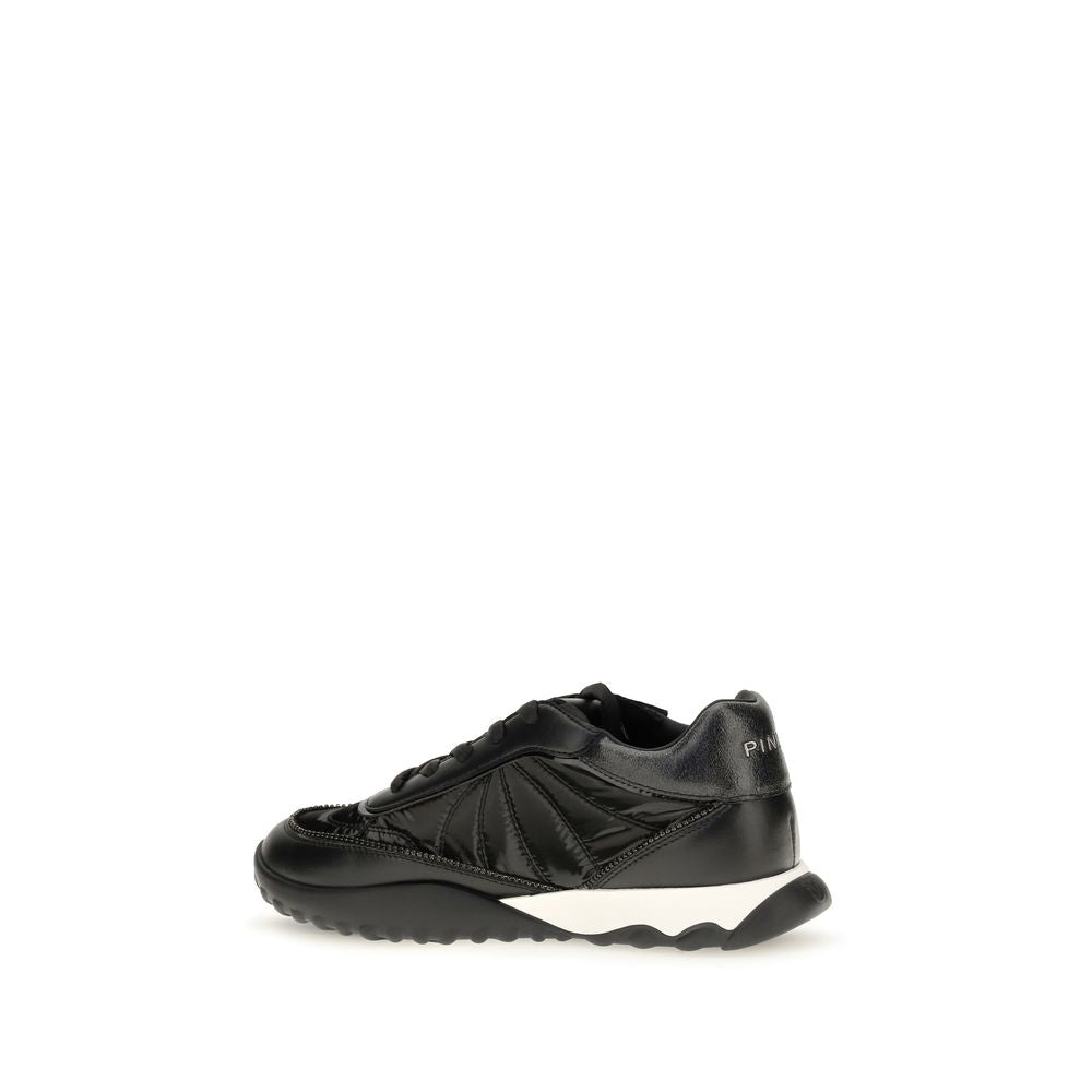 PINKO Black Suede and Fabric Low Top Sneakers