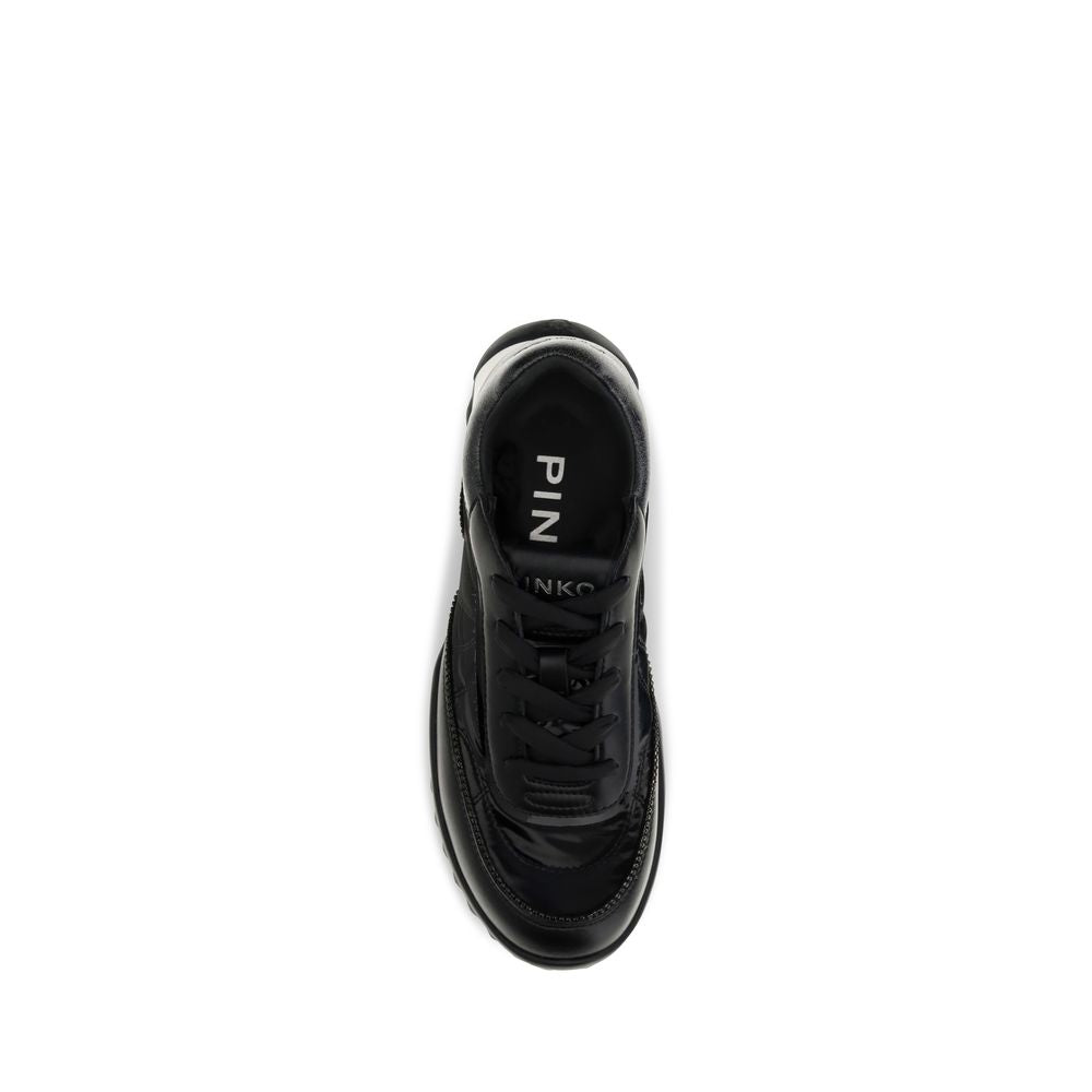PINKO Black Suede and Fabric Low Top Sneakers