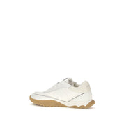 PINKO White Suede Leather and Fabric Low Top Sneakers