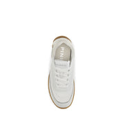 PINKO White Suede Leather and Fabric Low Top Sneakers
