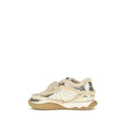PINKO Silver Calf Leather Chunky Sneakers