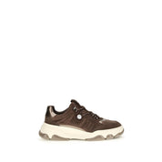 PINKO Brown Calf Leather Suede Chunky Sneakers