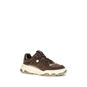 PINKO Brown Calf Leather Suede Chunky Sneakers