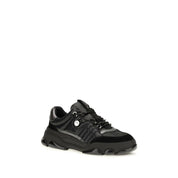 PINKO Black Calf Leather Suede Chunky Sneakers