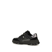 PINKO Black Calf Leather Suede Chunky Sneakers