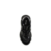 PINKO Black Calf Leather Suede Chunky Sneakers