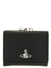 Vivienne Westwood Black Polyurethane Tri-fold Wallet