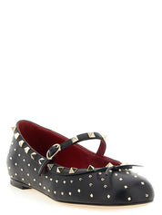 Valentino Garavani Black Lamb Leather Ballet Flats