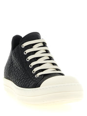 Rick Owens White/Black Lamb Leather Low Top Sneakers