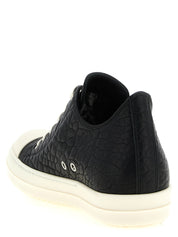 Rick Owens White/Black Lamb Leather Low Top Sneakers