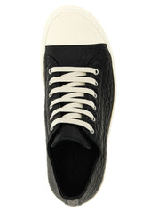 Rick Owens White/Black Lamb Leather Low Top Sneakers