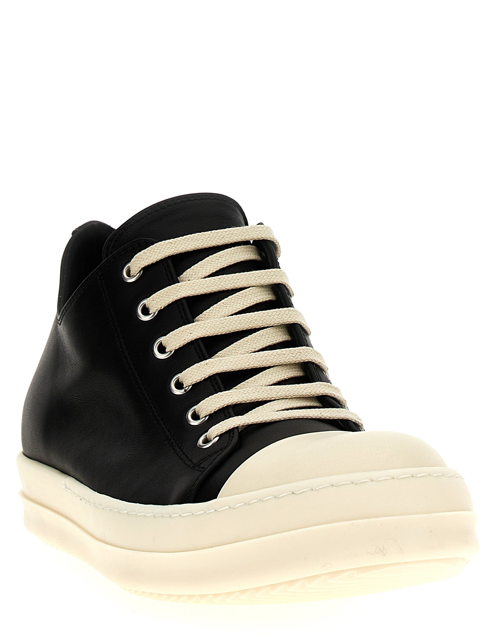 Black Calfskin Leather Low Top Sneakers